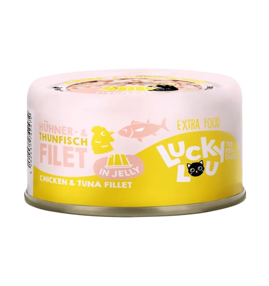 Корм для кошек консервированный Lucky Lou Extra Food тунец и куриное филе в желе 70 г