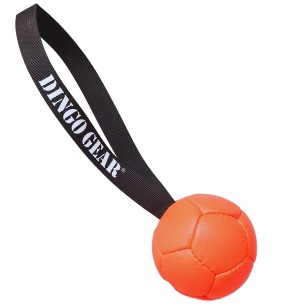 Мяч кожаный с петлей, надувной, неоновый оранжевый (Dingo...