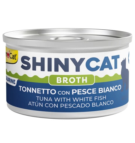 ShinyCat kassikonserv, tuunikala ja valge kala puljongis (GimCat)