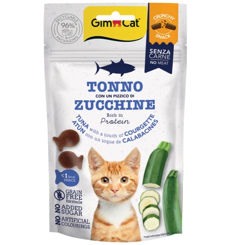 Хрустящее лакомство Crunchy Snack для кошек, тунец с цукини, беззерновое (GimCat)
