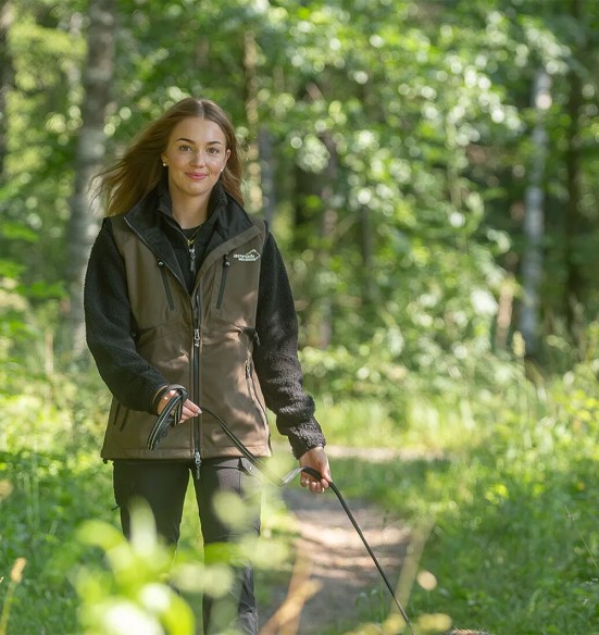 Жилет женский водонепроницаемый и ветрозащитный, коричневый Acadia Softshell, для проводника собак (Arrak)