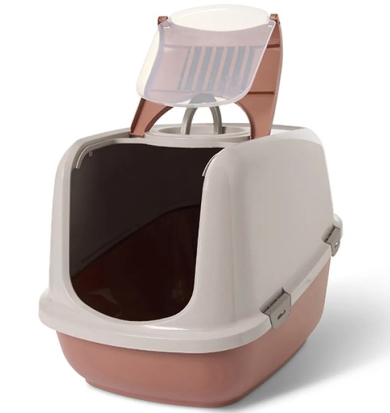 Savic Nestor Jumbo закрытый туалет для кошек крупных пород, розовато-бежевый / Тосканский красный