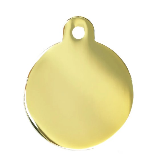 Graveeritud ripats koerale, ümar koera nimesilt, kullatud (Prestige)