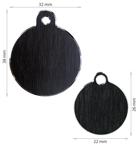 Graveeritud ripats koerale, ümar koera nimesilt, must (Hi-Line)