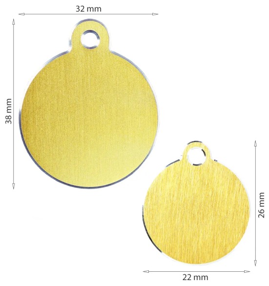 Graveeritud ripats koerale, ümar koera nimesilt, kuldne (Hi-Line)