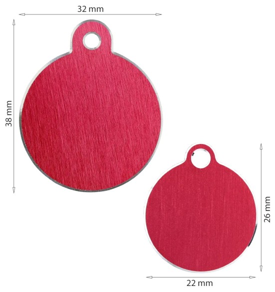 Graveeritud ripats koerale, ümar koera nimesilt, punane (Hi-Line)