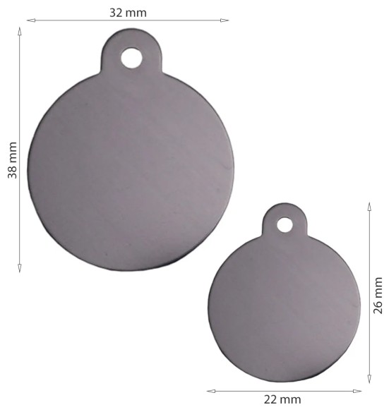 Graveeritud ripats koerale, ümar koera nimesilt, hall (Classic)