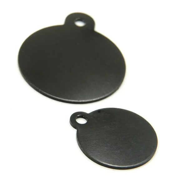 Graveeritud ripats koerale, ümar koera nimesilt, must (Classic)