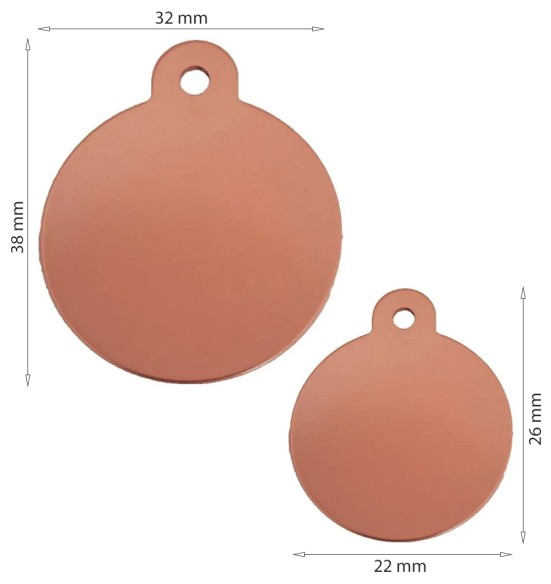 Graveeritud ripats koerale, ümar koera nimesilt, roosa kuld (Classic)