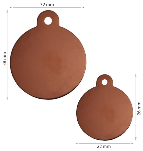 Graveeritud ripats koerale, ümar koera nimesilt, pronks (Classic)