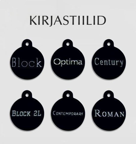 Graveeritud ripats koerale, ümar koera nimesilt, kroomitud läikiv (Brass)