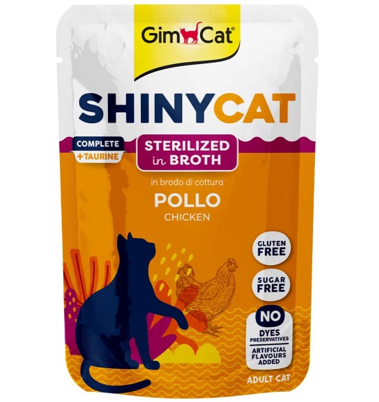 ShinyCat консерва для стерилизованной кошки, куриное мясо в бульоне, в пакетике (GimCat)