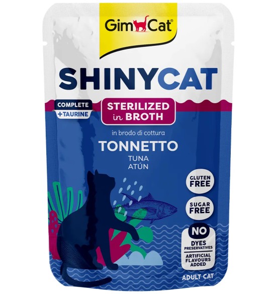 ShinyCat консерва для стерилизованной кошки, тунец в рыбном бульоне, в пакетике (GimCat)
