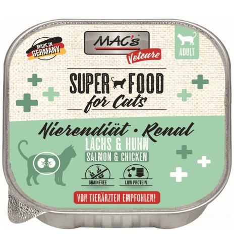 MAC's Vetcare RENAL lõhe ja kanalihaga, neerutalitlust toetav konserv kassile, kausike (Superfood Cat Chicken)