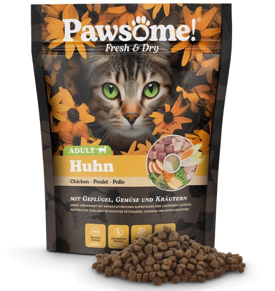 Pawsome! Fresh & Dry kassi kuivtoit kanalihaga, teraviljavaba