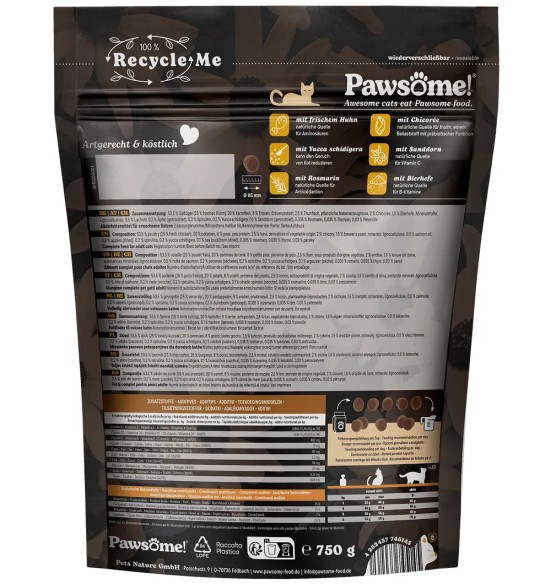 Pawsome! Fresh & Dry kassi kuivtoit kanalihaga, teraviljavaba