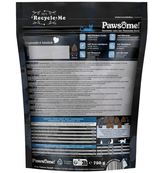 Pawsome! Fresh & Dry kassi kuivtoit lõhega, teraviljavaba