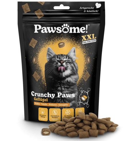 Pawsome! Crunchy Paws kassimaius, krõbedad padjakesed kodulinnuliha täidisega