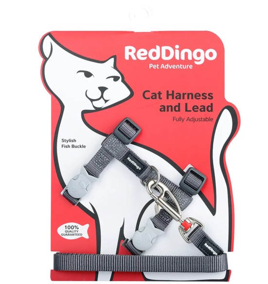Шлейка и поводок для кошек, серый Classic Grey (Red Dingo)