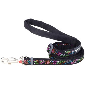 Поводок для собак с вытканным дизайнерским узором, 1.1–1.8 м, Bonarama Red (Red Dingo) – Disainmustriga – Red Dingo – Valgekihv