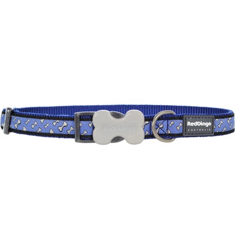 Kaelarihm koerale, disainmustriga Flying Bones Dark Blue (Red Dingo)
