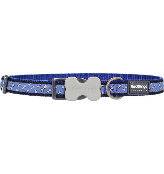 Kaelarihm koerale, disainmustriga Flying Bones Dark Blue (Red Dingo)