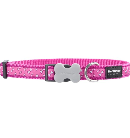 Kaelarihm koerale, disainmustriga Flying Bones Hot Pink (Red Dingo)