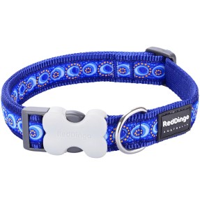 Ошейник для собак с дизайнерским принтом Flying Bones Red (Red Dingo) – Disainmustriga – Red Dingo – Valgekihv