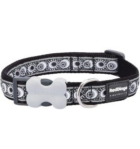 Ошейник для собак с дизайнерским принтом Daisy Chain Turquoise (Red Dingo) – Disainmustriga – Red Dingo – Valgekihv