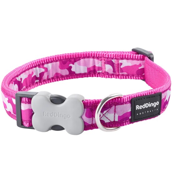Kaelarihm koerale, disainmustriga Camouflage Hot Pink (Red Dingo)