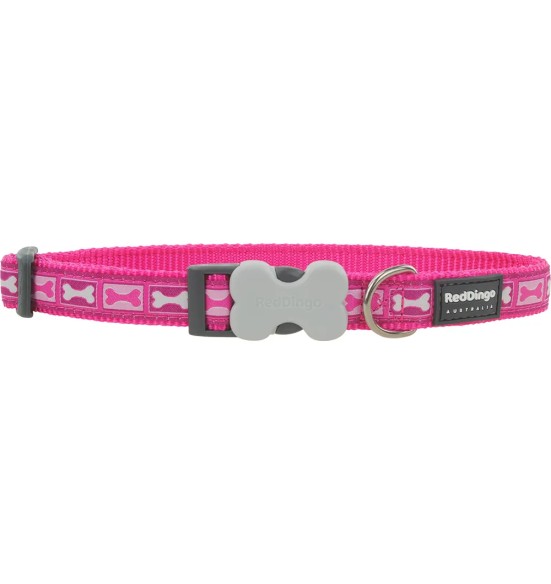 Kaelarihm koerale, disainmustriga Bone Yard Hot Pink (Red Dingo)