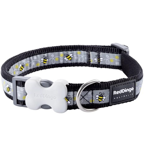 Kaelarihm koerale, disainmustriga Bumble Bee Black (Red Dingo)