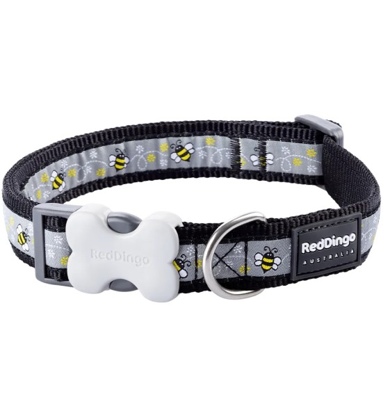 Ошейник для собак с дизайнерским принтом Bumble Bee Black (Red Dingo)
