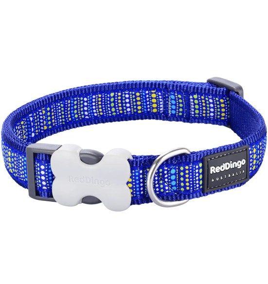 Ошейник для собак с дизайнерским принтом Lotzadotz Dark Blue (Red Dingo)