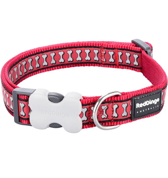 Ошейник для собак со светоотражающим рисунком Reflective Bones Red (Red Dingo)