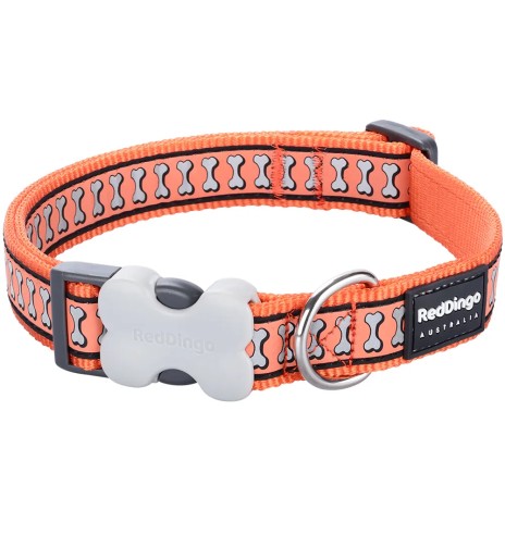 Ошейник для собак со светоотражающим рисунком Reflective Bones Orange (Red Dingo)