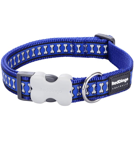 Ошейник для собак со светоотражающим рисунком Reflective Bones Dark Blue (Red Dingo)
