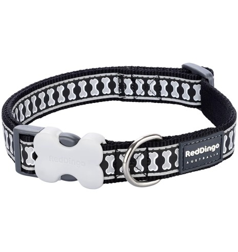 Kaelarihm koerale, helkurpaelaga Reflective Bones Black (Red Dingo)