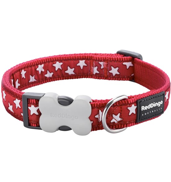 Ошейник для собак с дизайнерским принтом Stars Red (Red Dingo)