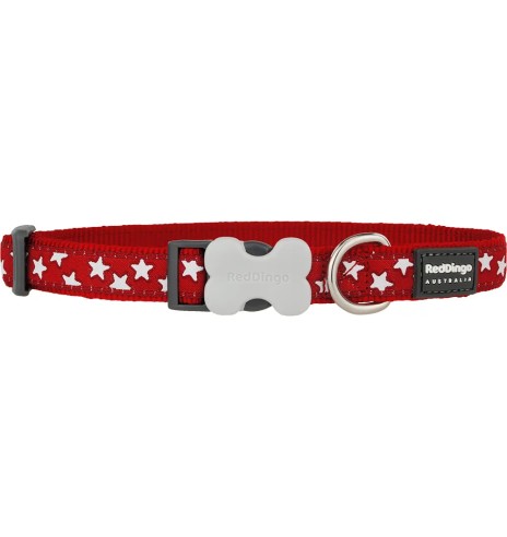 Kaelarihm koerale, disainmustriga Stars Red...