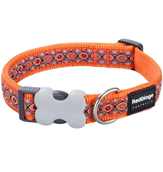 Ошейник для собак, собачий ошейник с дизайнерским принтом Snake Eyes Orange (Red Dingo)