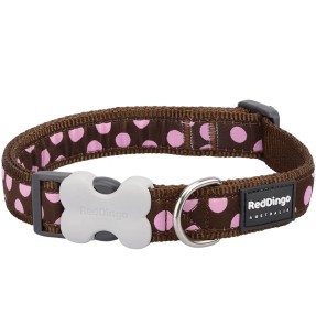 Ошейник для собак с вытканным дизайнерским узором Hibiscus Hot Pink (Red Dingo) – Disainmustriga – Red Dingo – Valgekihv