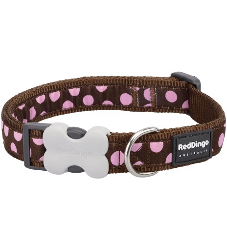 Ошейник для собак с дизайнерским принтом Pink Spots Brown (Red Dingo)
