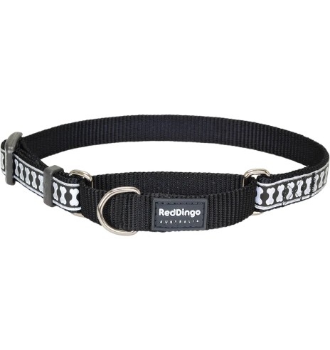 Kaelarihm koerale, poolpoov helkurmustriga Reflective Bones Black (Red Dingo)