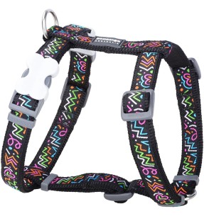 Шлейки для собак с дизайнерским принтом Paw Prints Red (Red Dingo) – Disainmustriga – Red Dingo – Valgekihv