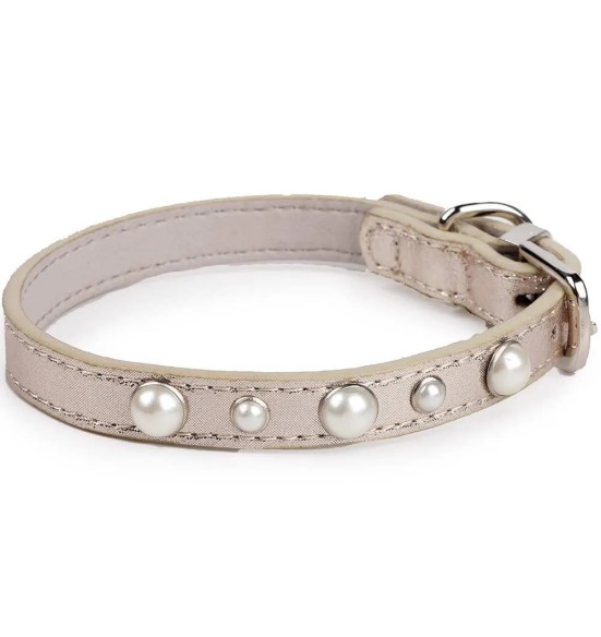 Ошейник для собак украшенный камешками Pearl Collar, Champagne (AFP - Glamour Dog)