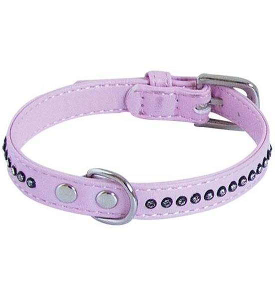 Ошейник Glamorous для собак украшенный камешками в 1 ряд, розовый (Doogy)