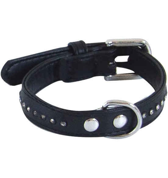 Ошейник Glamorous для собак украшенный камешками в 1 ряд, чёрный (Doogy)