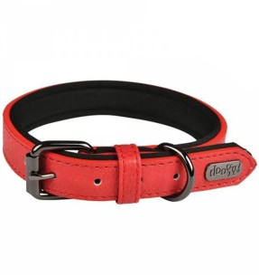 Kaelarihm koerale, nahast pehme polsterdusega Elegant Hot Pink (Red Dingo)–Nahast–Red Dingo–Valgekihv