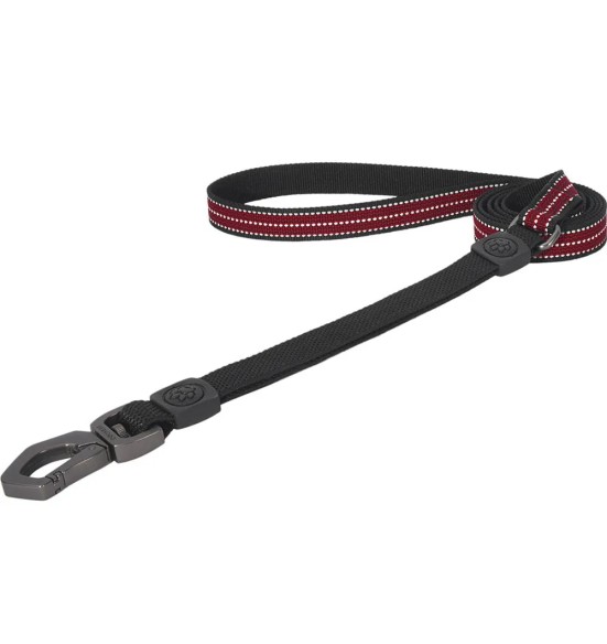 Поводок для собак из водоотталкивающего материала, со светоотражающей нитью, красный/чёрный (Dogness Water-Proof)